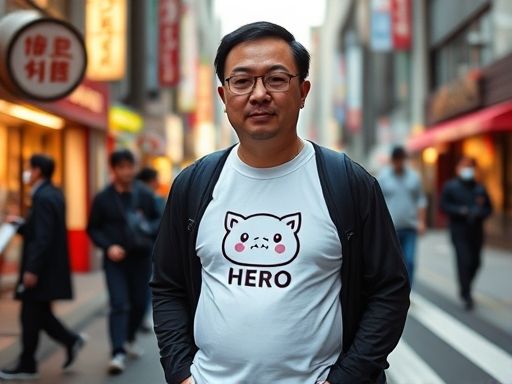 刘强东身穿京东外卖“猪猪侠联名”推广 T 恤现身日本东京街头